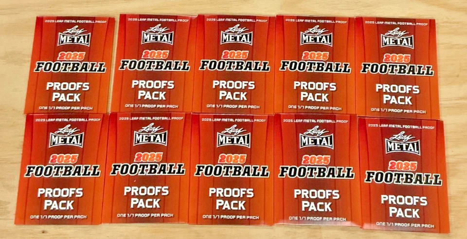 (x10) - 2025 Leaf Metal Football PROOF PACK One 1/1 Proof Per Pack - Image 1 of 1