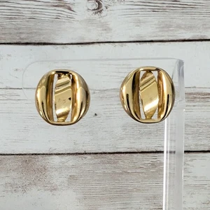 Vintage Ohrringe mit Schraubverschluss goldfarben stilvoll - einige Spuren - Bild 1 von 6