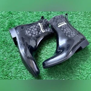 COACH Rivington Logo Water Resistant Chelsea Rain BootiesSIZE 6 - Picture 1 of 10