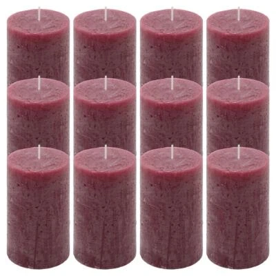 12er Set Rustik-Kerze bordeaux Höhe 11,5 cm Ø 6,8 cm lange Brenndauer Rund-Kerze - Bild 1 von 4