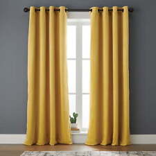 & Gardens Solid Velvet Grommet Blackout Curtain Panel, Yellow, 52" x 84"