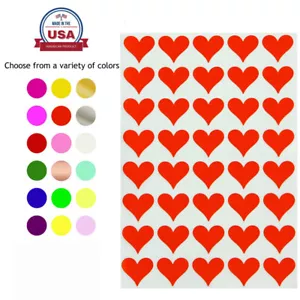 Valentines Day Heart Shape Stickers 19mm Decoration Colored Stickers - Picture 1 of 31