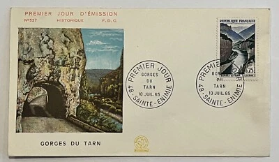1965 FRANCE FIRST DAY COVER WITH COLORFUL GORGES DU TARN CACHET - Image 1 of 2