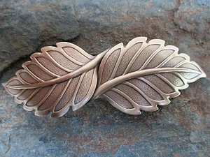 Leaf Antiqued Brass French Clip Hair Barrette 100mm Clip made in USA 6030B - Picture 1 of 3