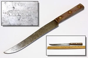Cuchillo para cortar/tallar de alto carbono vintage Meriden Cutlery EE. UU. mango de madera 8" - Imagen 1 de 6
