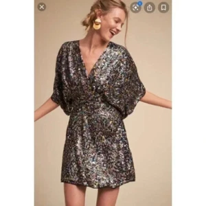 NWT Anthropologie BHLDN Jax Sequin Sparkle Cocktail Party Mini Dress Sz 0 - Picture 1 of 13