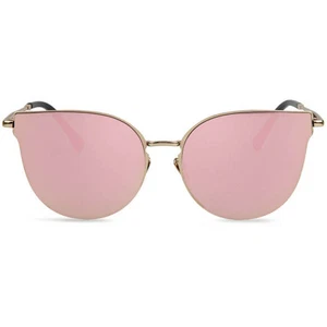86010 C5 CATEYE FASHION SUNGLASSES METAL GOLD FRAME PINK MIRROR LENS - Picture 1 of 1