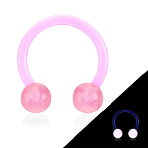 Pair Glow In The Ball  Circular Flexible Barbell Horseshoe Ear Cartilage 16G - Picture 1 of 9