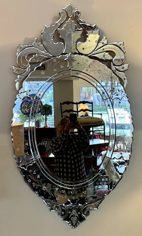 Large - Vintage Murano Glass Mirror - Gorgeous - Excellent Condition Cover