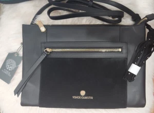 NWT Vince Camuto Letia Leather Suede Crossbody Bag Black Medium - Picture 1 of 13