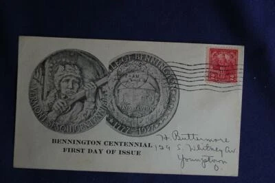 Vermont Battle Bennington 2c Stamp FDC A C Roessler Cachet Sc#643-3 07239 Flag P - Image 1 of 4