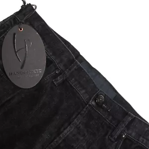 Handverlesen Neu mit Etikett 5 Taschen Jeansschnitt Hose Größe 33 US in einfarbiger schwarzer Baumwollmischung - Bild 1 von 20