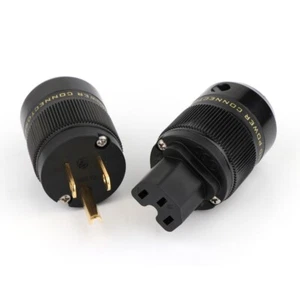 Par chapado en oro Cable de alimentación de EE. UU. Enchufe Conector IEC DIY Cable de alimentación de alta fidelidad - Imagen 1 de 6