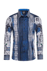 BARABAS Herren schwarz Schlange griechisches Muster Strass Kleid Shirts SPR962 - Bild 1 von 12