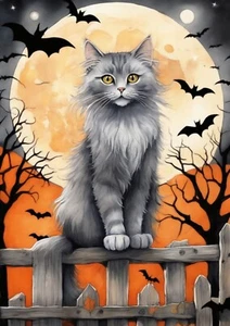 Kunstkarte Lustige Katze MAGIC CAT *** HALLOWEEN postcard # 6 - Picture 1 of 1