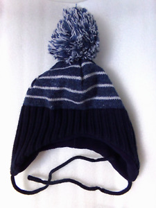 Baby Boys H&M Warm Snug Blue Striped Winter Beanie Cap Hat Size 1 1/2-2 18M-2T