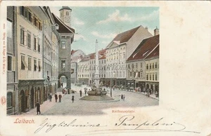 SLOVENIA - Ljubljana Laibach Lubiana - Rathausplatz 1900 Cartolina Ed.Ruger - Picture 1 of 2