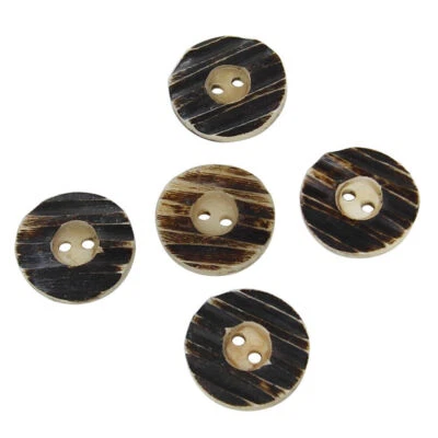Lot of 5 Handmade Ribbed Real Horn Clothing Buttons Sewing & Crafting 25 Buttons - Image 1 of 3