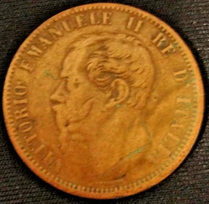1866 10 Centesimi Münze Italien Italian Currency Vintage Selten Fund - Bild 1 von 3