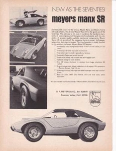 Anuncio impreso de buggy de dunas Meyers Manx SR 1970 raro - Imagen 1 de 1