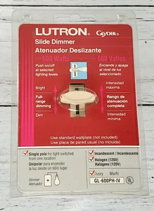 Lutron GL-600PH-IV Dimmer a scorrimento LUTRON Glyder 600 W dimmer a gamma completa, avorio - Foto 1 di 1