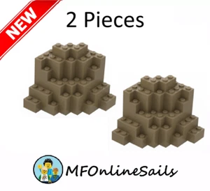 🏔 2 NEW LEGO Rock Wall Corner Pieces - Dark Tan Mountain MURP 8x8x6 #23996 - Picture 1 of 5