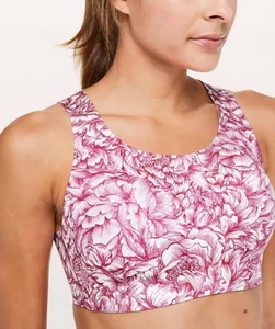 Reggiseno sportivo con spalline Lululemon Enlite in fiore floreale bianco stella rubino TG 34E - Foto 1 di 8