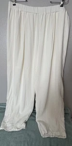 Eileen Fisher Laternenhose Seide Georgette Krepp Plissee Elfenbein Gr. XL - Bild 1 von 12