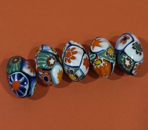 Genuine Ercole Moretti Italian Designer Multicolored Glass Oval Millefiori Beads - Picture 1 of 10