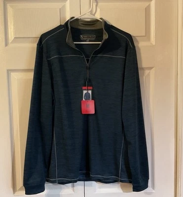 Camisa de rendimiento de lujo seca con cremallera azul 1/4 Pebble Beach para hombre - talla M Foto 1 de 4