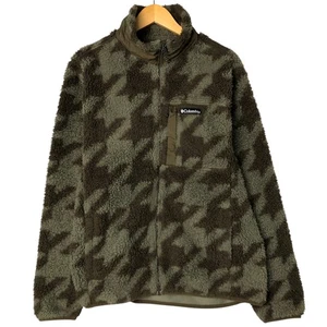 Used Columbia Houndstooth Pattern Fleece Jacket Men's Size L - Picture 1 of 8