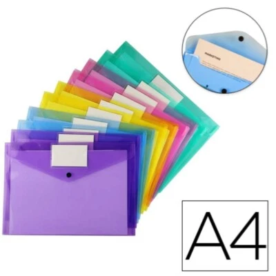 6 PZ BUSTE A4 CHIUSURA BOTTONE+PORTATESSERA,COLORE TRASPARENTI (Colore casuale) - Immagine 1 di 4