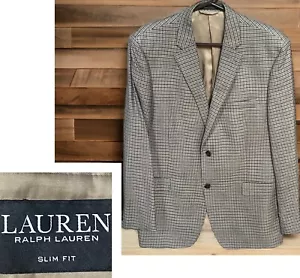 Ralph Lauren Men's 44R Silk Wool Blazer Slim Plaid Black Label Lauren Sport Coat - Picture 1 of 20