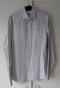 REISS 1971 Smart/Casual Grey&White Striped 100% Cotton Long Sleeve Shirt/Size"S" - Picture 1 of 12