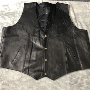 Giubbotto pelle vintage uomo 54 moto biker nero anni 80 bottone a pressione (no marca) - Foto 1 di 10