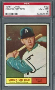 1961 Topps #013 PSA 8 Chuck Cottier Tigers 13 - Picture 1 of 2