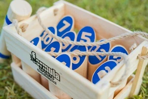 Number Toss Quality Outdoor Family Game Wooden Pins Throwing Log Storage Crate - Picture 1 of 12