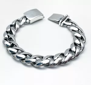 SCHWERES 925 STERLINGSILBER KUBANISCHES HERRENARMBAND KLOBIG 13 mm BREIT 21 cm LANG 72 GRAMM - Bild 1 von 7