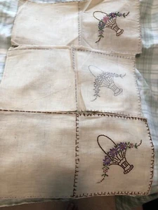 Konvolut 3 Topflappen zum Fertigstellen ~ Blumenkorb ~ Vintage - Bild 1 von 2