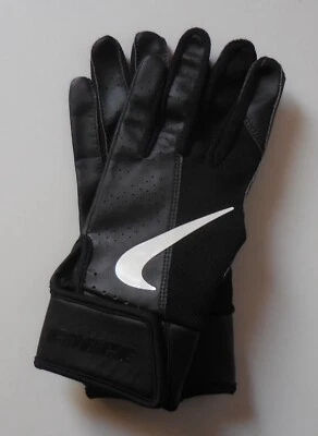 Nike Force Edge Batting Gloves YOUTH Black/Black/White Medium - Image 1 of 4