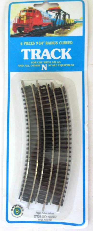 Bachmann 6 Pieces 9 3/4" Radius Curved Track Nickle Silver N scale - Image 1 of 1