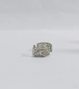 Diamond Earrings Dome Cluster Hoop Cuff 14K White Gold 0.75 TCW Omega Pierced - Picture 1 of 9