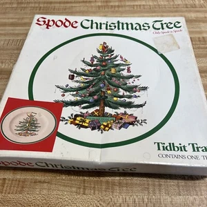 SPODE Christmas Tree Single Handled SERVER TIDBIT Tray NIB 10.5" - Picture 1 of 5