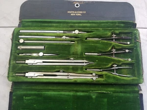 Vintage K+E Drafting Engineering Compass Set Keuffel & Esser Co 10 Pc. - Picture 1 of 10