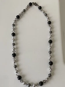 Hematite And Crystal Bead Necklace Made with Swarovski Element Crystal - Picture 1 of 3