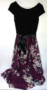 SLNY Purple And Black Floral Print Junior Women's Size 8 Dress - Picture 1 of 2