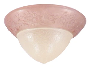 Decken Lampenschirm creme rosa Blumen Glas dreifach Kette hängend Vintage #5 - Bild 1 von 8
