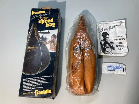 Vintage Franklin Sugar Ray Leonard Leather Boxing Speed Bag 5667 Cover