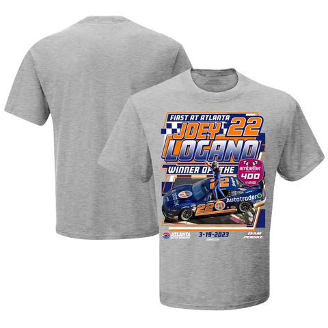 Men's Checkered Flag Heather Gray Joey Logano 2023 Ambetter Health 400 Winner Cover