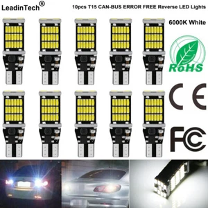 10pcs T15 CANBUS ERROR FREE LED Bulbs W15W W5W Backup Reverse Light White 6000K - Picture 1 of 10